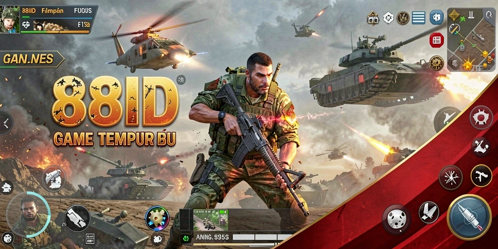 Screenshot gameplay menunjukkan aksi tempur seru di 88ID.
