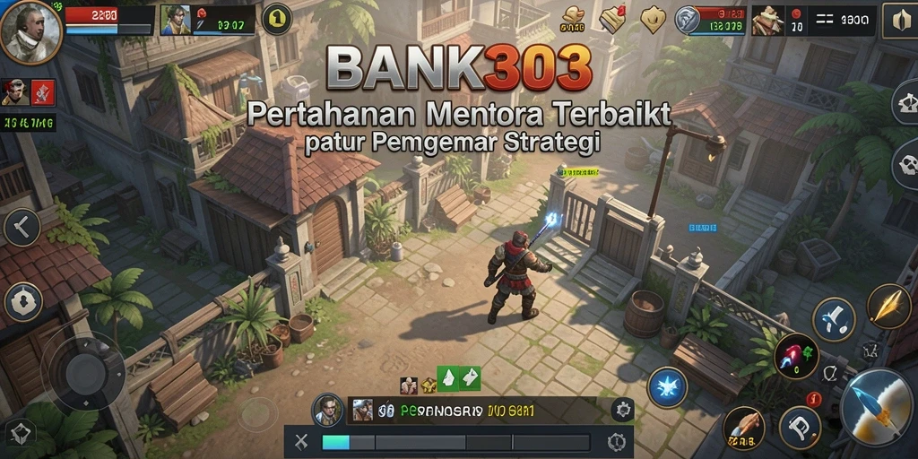 Screenshot utama BANK303 menampilkan aksi intens dalam gameplay Tower Defense.