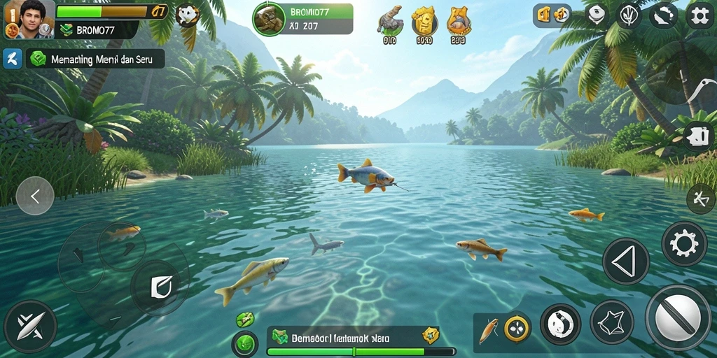 Screenshot dari gameplay BROMO77 menampilkan pengalaman memancing yang realistis dan menarik.