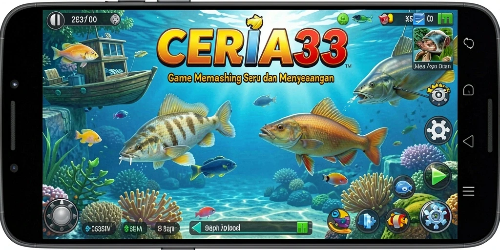 Tampilan gameplay CERIA33 yang mendebarkan saat memancing berbagai jenis ikan.