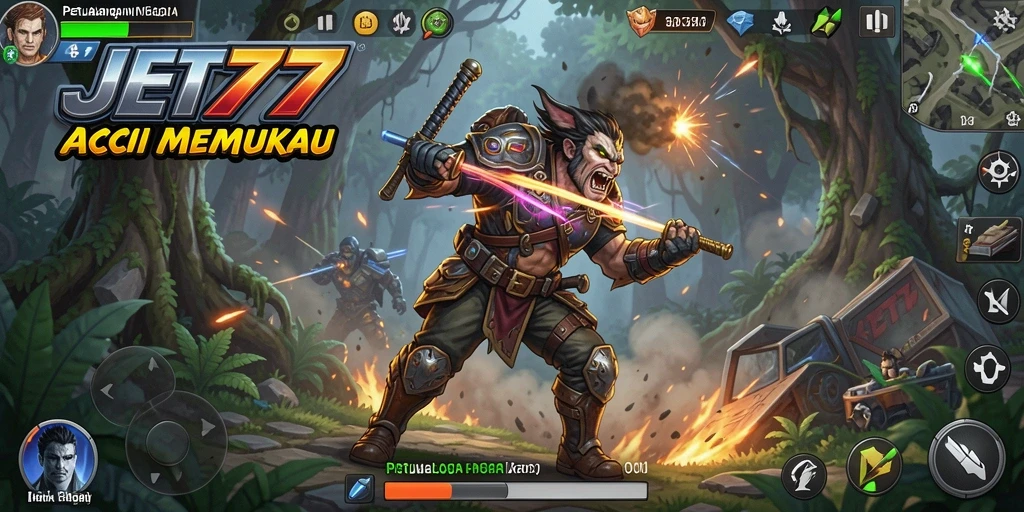 Screenshot gameplay JET77 menampilkan aksi seru dalam pertarungan.