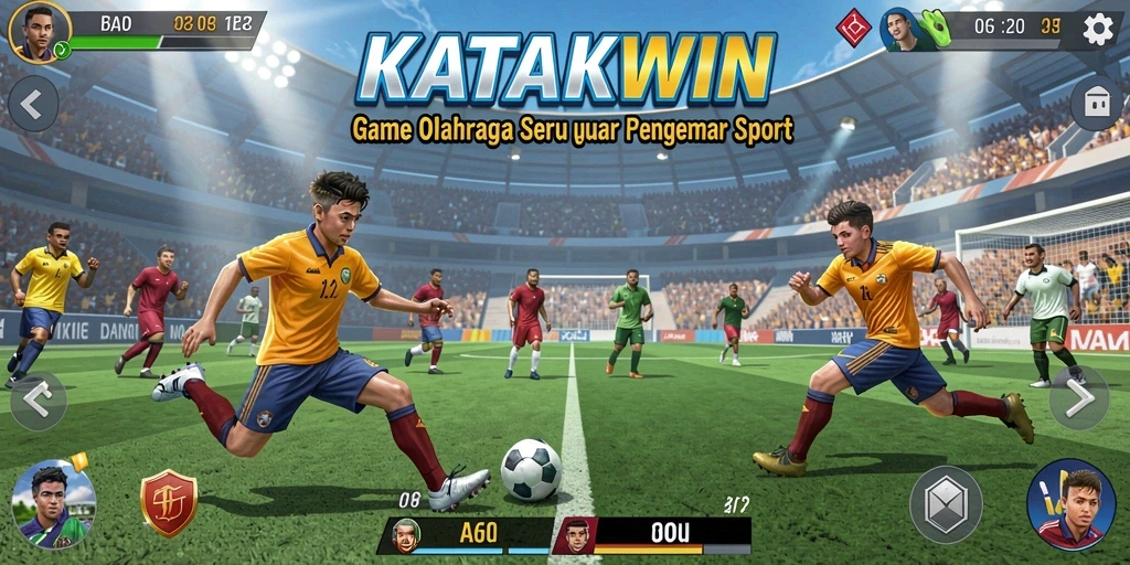 Gameplay seru KATAKWIN yang penuh aksi olahraga.