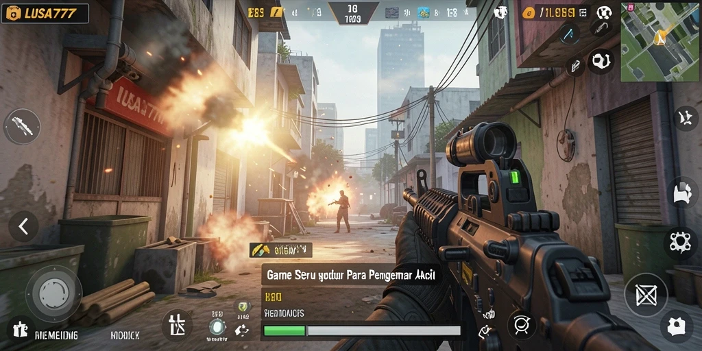 Screenshot gameplay LUSA777 menunjukkan aksi pertempuran yang mendebarkan.