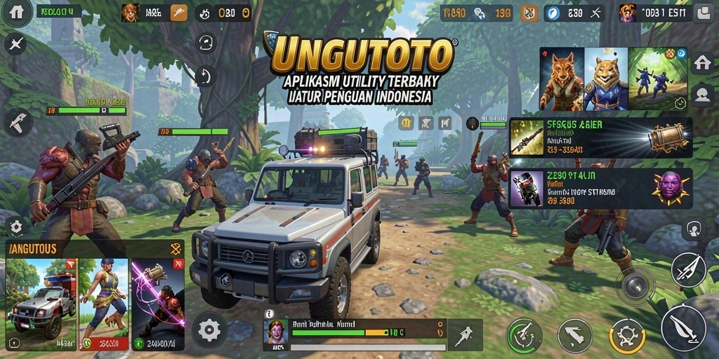 Tampilan utama aplikasi UNGUTOTO dengan berbagai fitur Utility.